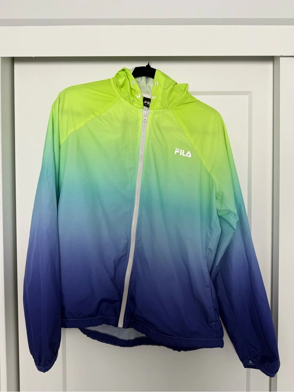 FILA Men’s Lime to Navy Ombre Hooded Windbreaker
